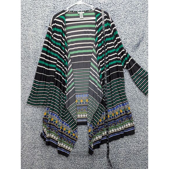 Catherines Cardigan Size 4X Geometric Lightweight Boho Artsy Stretch Open Front - Picture 9 of 10